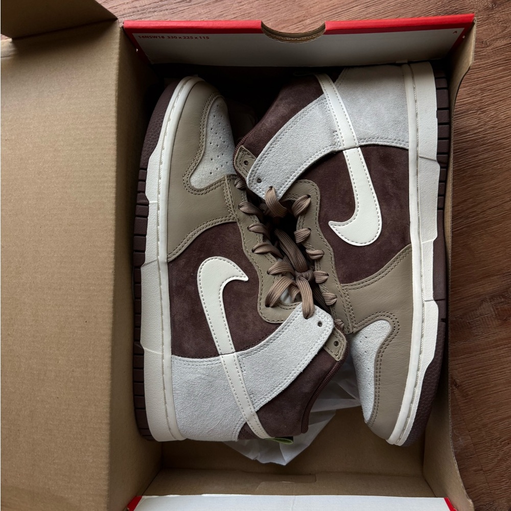 Nike Dunk High Brown and Cream Textile High-Tops